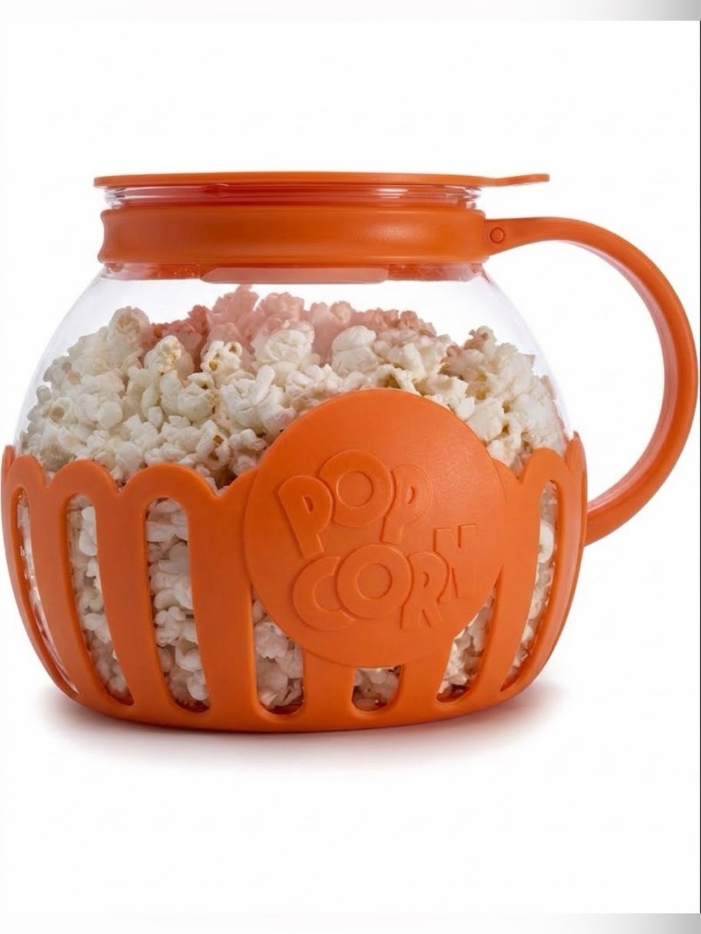 Microwave Popcorn Popper with Temperature Safe Glass, 3-in-1 Lid